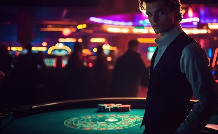 Live-dealer studio with multi-camera broadcast